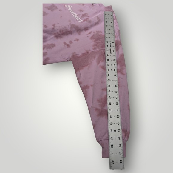 Forever 21 Sweatshirt Women's M Tie Dye Pink Cropped SWEETHEART Activewear - Picture 9 of 11